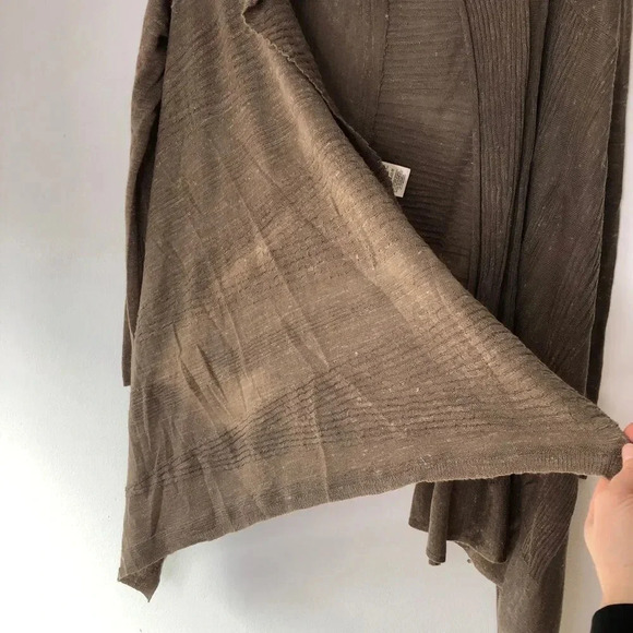 Anthropologie Moth Taupe Brown Lightweight Open Front Waterfall Cardigan Size M - Picture 4 of 11